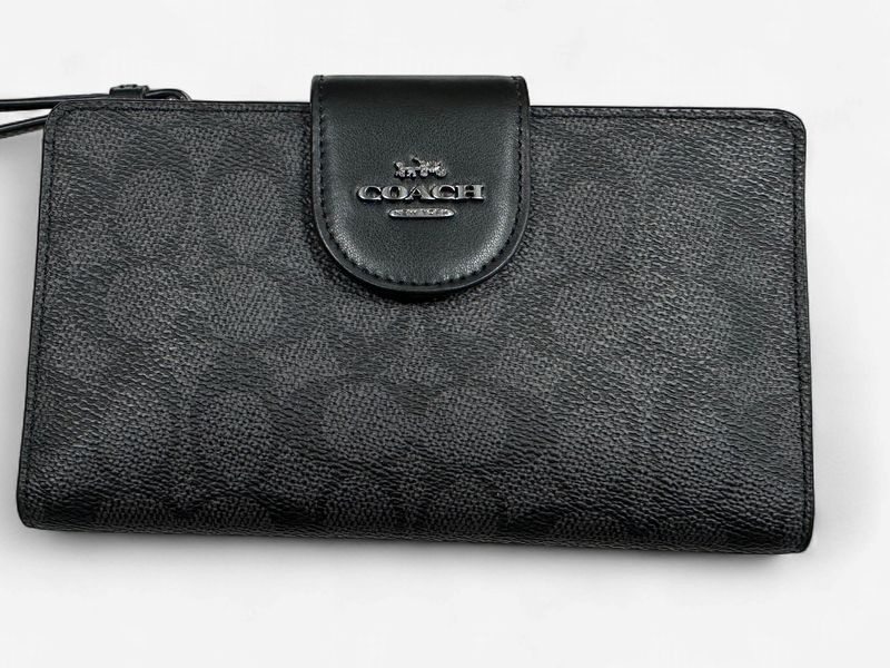 Tech Phone Wallets In Signature Canvas - Gunmetal/Charcoal/Black