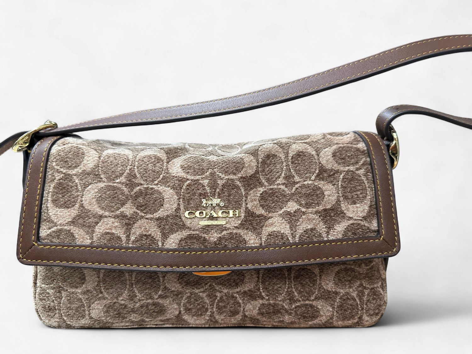 Etta Flap Shoulder Bag - Light Khaki/ Vintage Brown