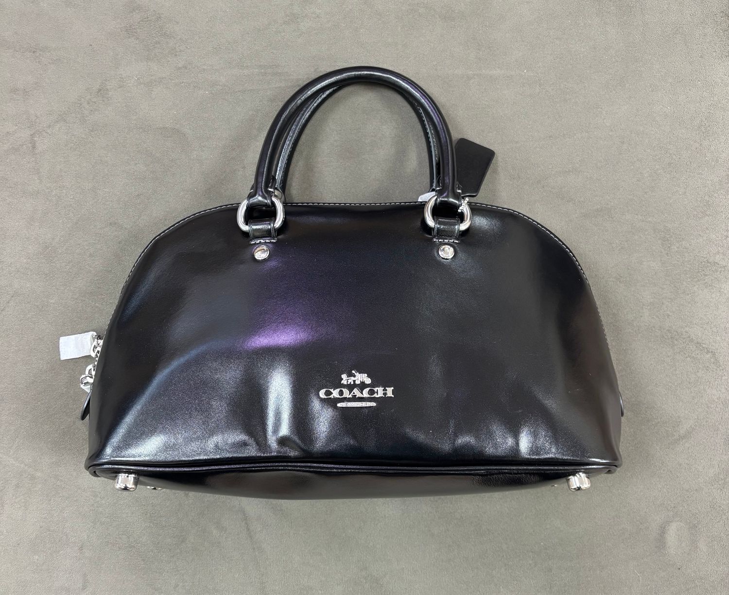 Lara Satchel Bag - Silver / Black