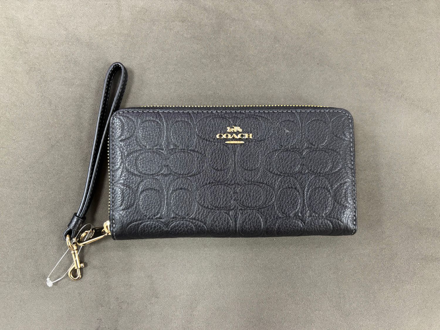 Long Zip Around Wallet - Embossed Gold / Black