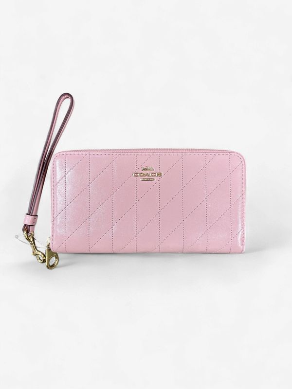 Long Zip Around Wallet - Gold / Carnation