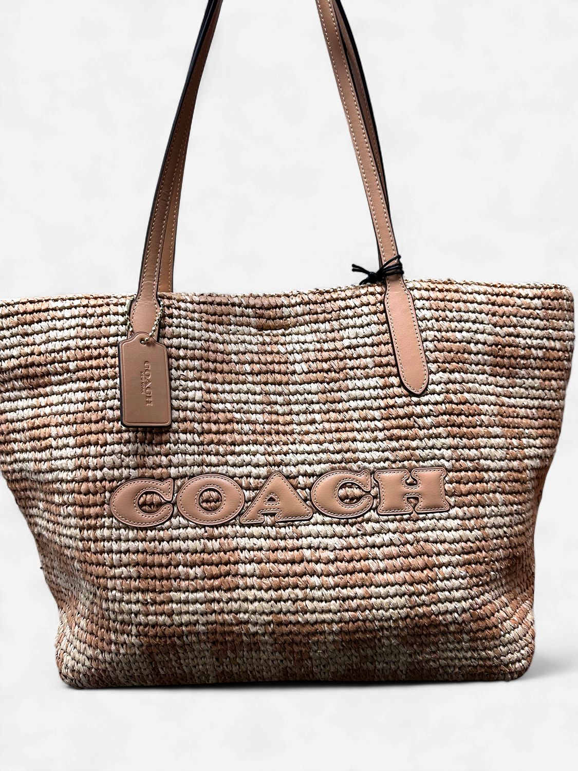 City Tote Signature Bags - Gold / Tan Straw