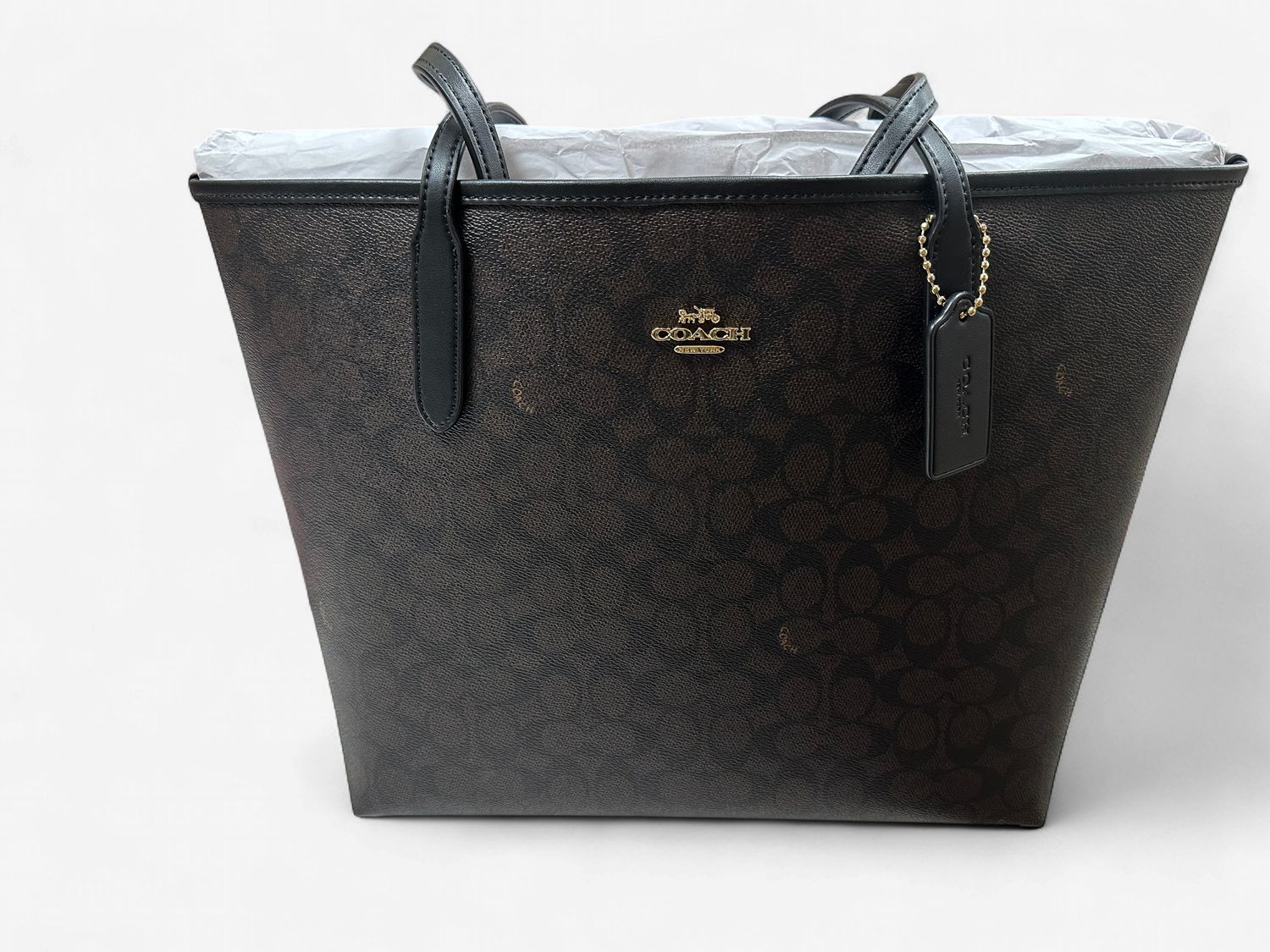City Tote Signature Bags - Gold/Walnut/Black