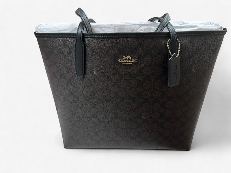 City Tote Signature Bags - Gold/Walnut/Black
