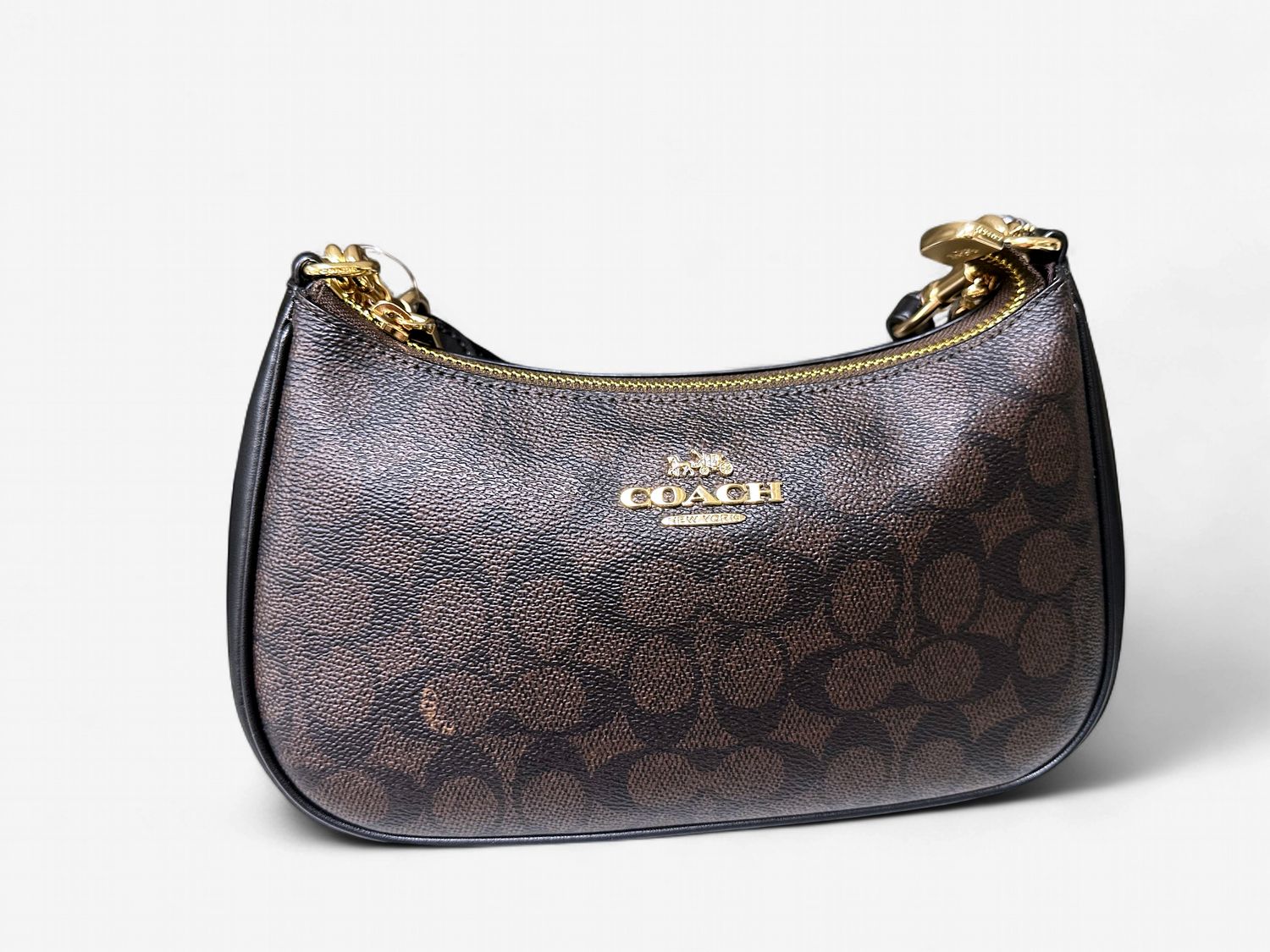 Emily Shoulder Bag - Gold / Walnut Black
