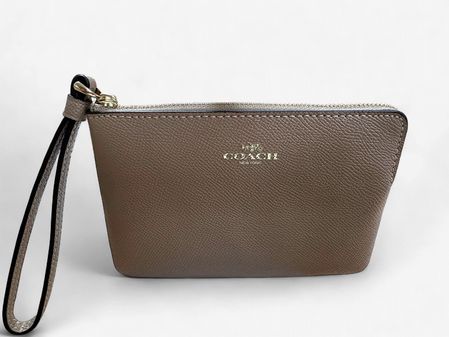 Corner Zip Wristlet -Gold / Taupe