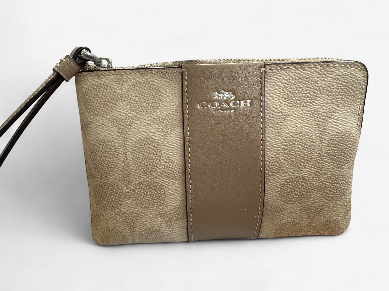 Corner Zip Wristlet - Gold / Tan / Brown