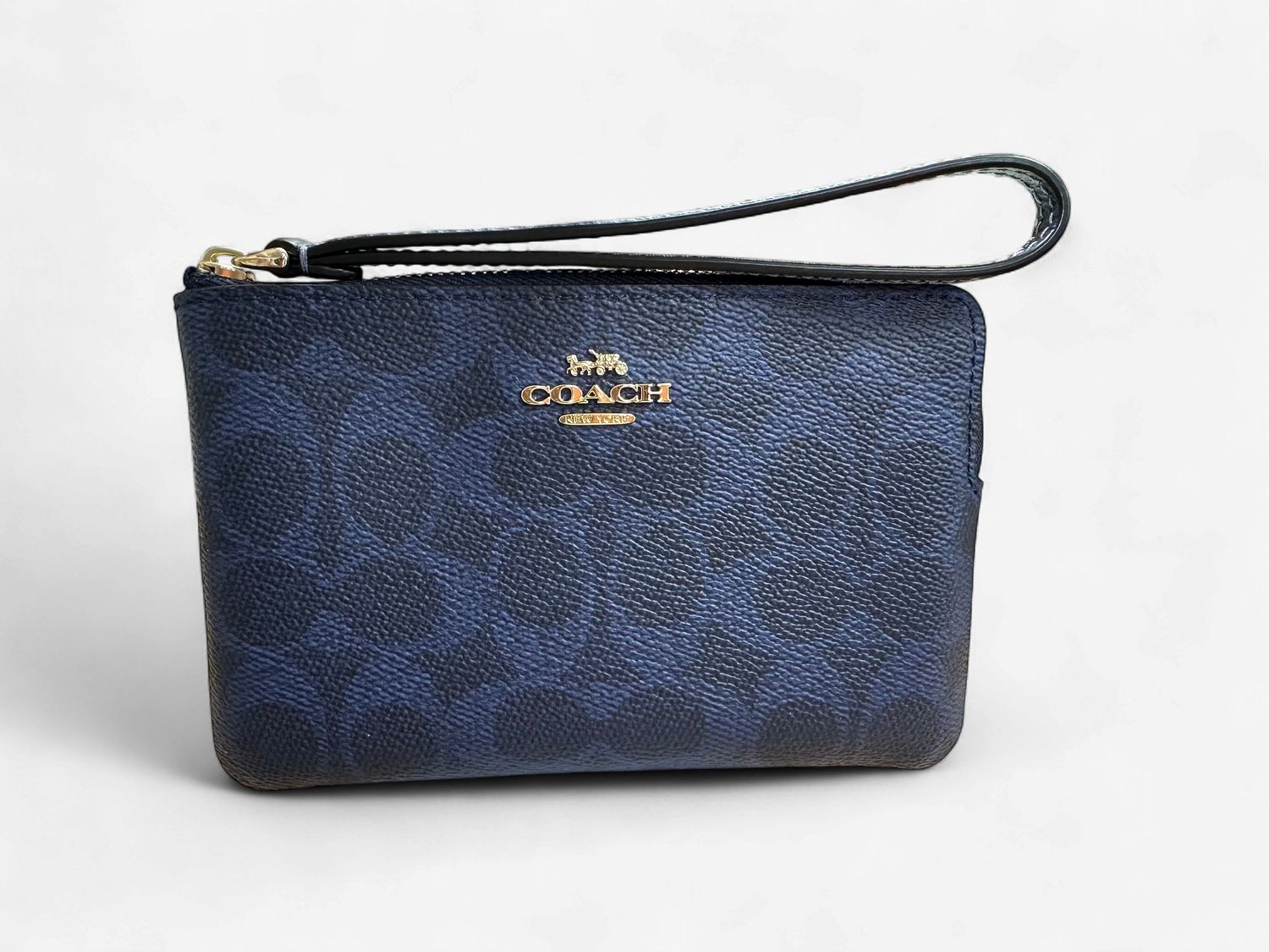 Corner Zip Wristlet - Gold / Navy