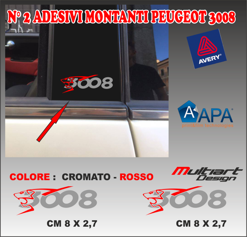 KIT n.2 ADESIVI PER MONTANTI PEUGEOT 3008