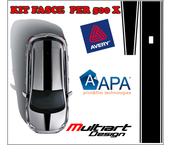 FASCE PER FIAT 500 X NEW STICKERS TETTO COFANO