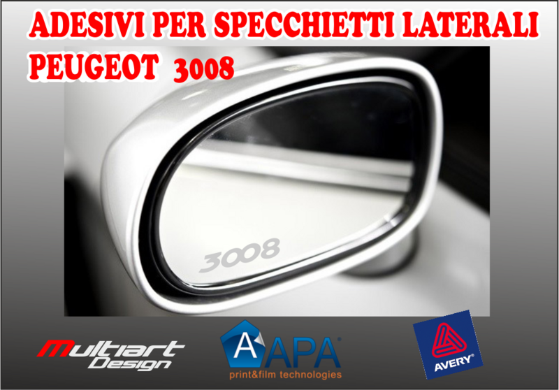 ADESIVI SATINATI PER SPECCHIETTI LATERALI PEUGEOT SCRITTA 3008