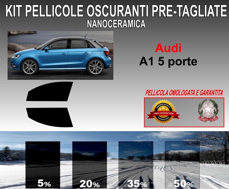 KIT PELLICOLE OSCURAMENTO VETRI ANTER.  AUDI A1 5PORTE. ANTIGRAFFIO
