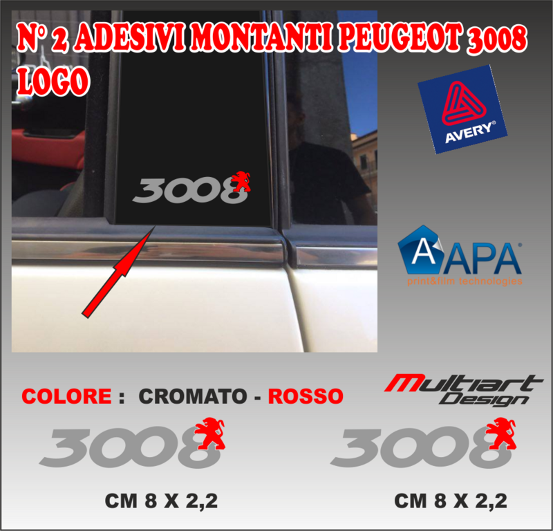 KIT n.2 ADESIVI PER MONTANTI PEUGEOT 3008 LOGO
