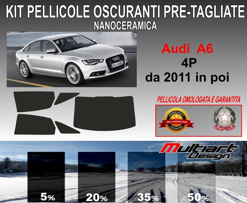 KIT PELLICOLE OSCURAMENTO VETRI ANTER.  AUDI A6 DAL 2011 IN POI. ANTIGRAFFIO