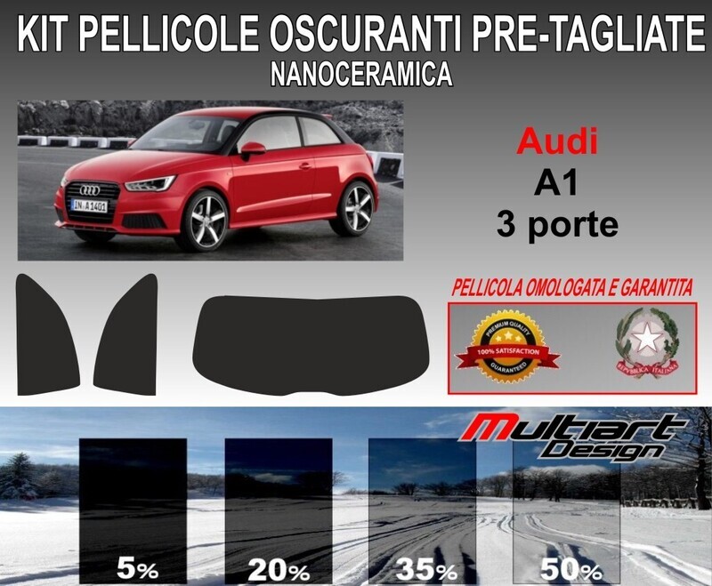 KIT PELLICOLE OSCURAMENTO VETRI POST.  AUDI A1 3PORTE. ANTIGRAFFIO