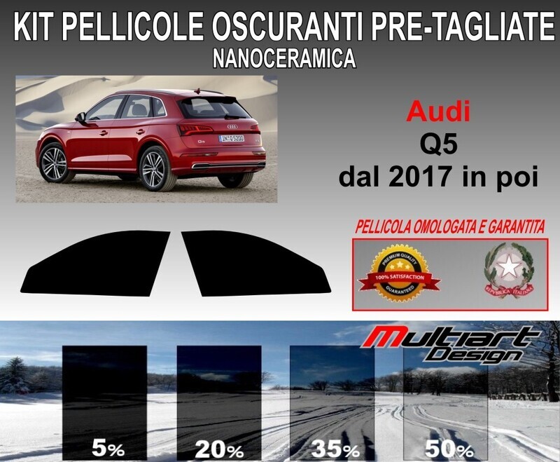 KIT PELLICOLE OSCURAMENTO VETRI ANTER.  AUDI Q5 DAL 2017 IN POI. ANTIGRAFFIO