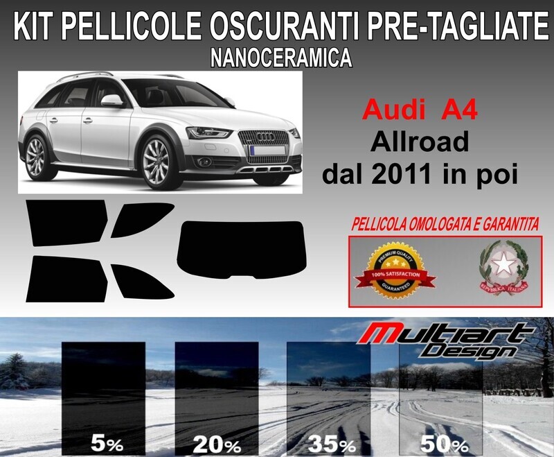 KIT PELLICOLE OSCURAMENTO VETRI POST.  AUDI A4 ALLROAD 2011 IN POI ANTIGRAFFIO
