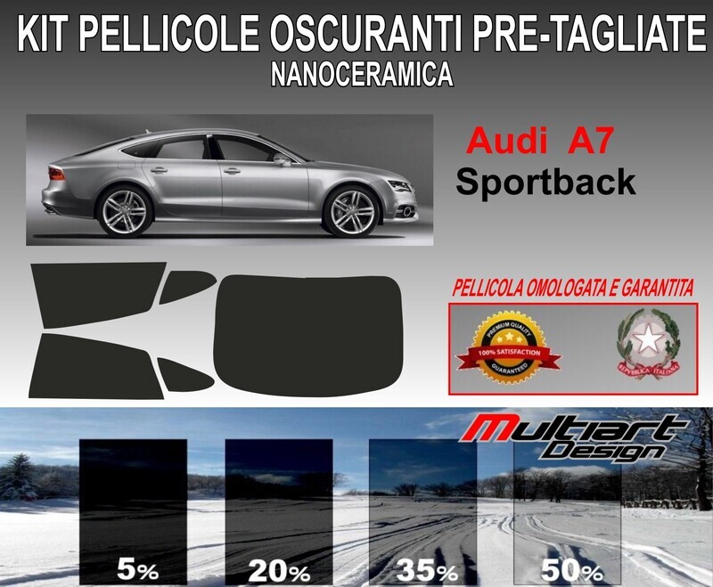 KIT PELLICOLE OSCURAMENTO VETRI POST.  AUDI A7 SPORT BACK S -LINE . ANTIGRAFFIO