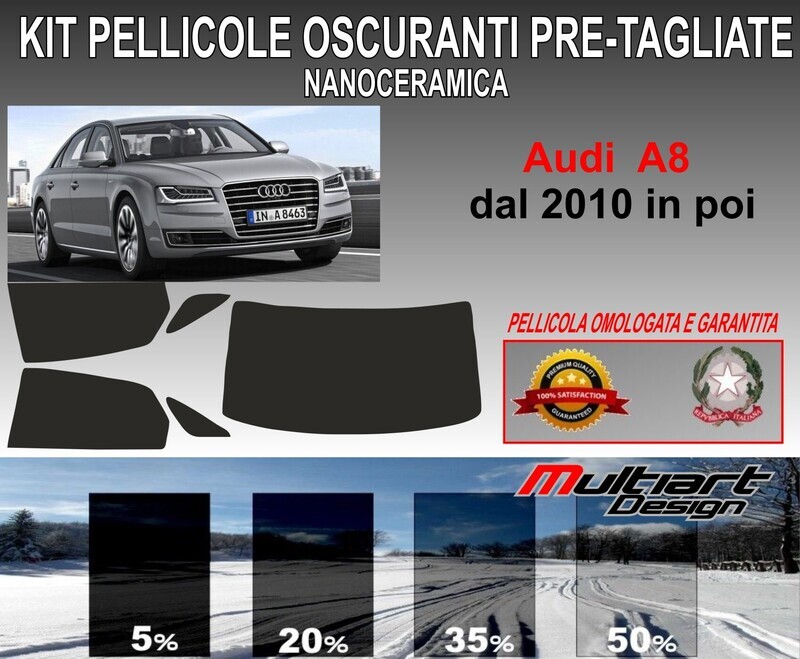 KIT PELLICOLE OSCURAMENTO VETRI POST.  AUDI A8  S -LINE DAL 2010 IN POI . ANTIGRAFFIO