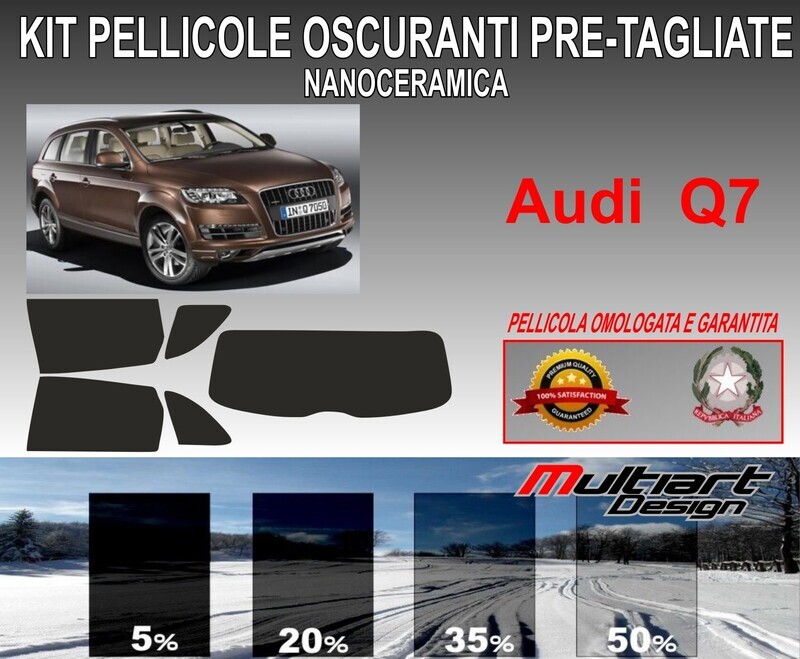 KIT PELLICOLE OSCURAMENTO VETRI POST.  AUDI Q7 S-LINE S7 RS7 QUATTRO ANTIGRAFFIO