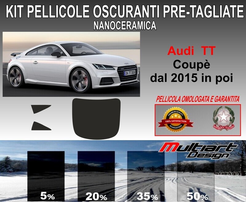 KIT PELLICOLE OSCURAMENTO VETRI POST.  AUDI TT COUPE' DAL 2015 IN POI ANTIGRAFFIO