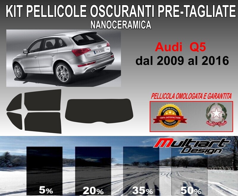 KIT PELLICOLE OSCURAMENTO VETRI POST.  AUDI Q5 DAL 2009 AL 2016 . ANTIGRAFFIO