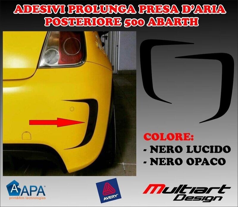 ADESIVO ABARTH PRESA D'ARIA PER PARAURTI POSTERIORE 500 595 695 BIPOSTO TURISMO