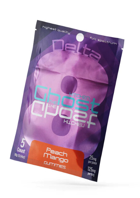 Delta 8 THC 25mg Gummies, 5-Pack (125mg) Peach Mango