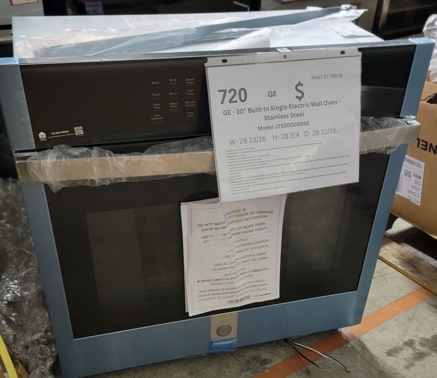 720 GE - 30&quot; Built-In Single Electric Wall Oven - Stainless Steel JTS3000SNSS