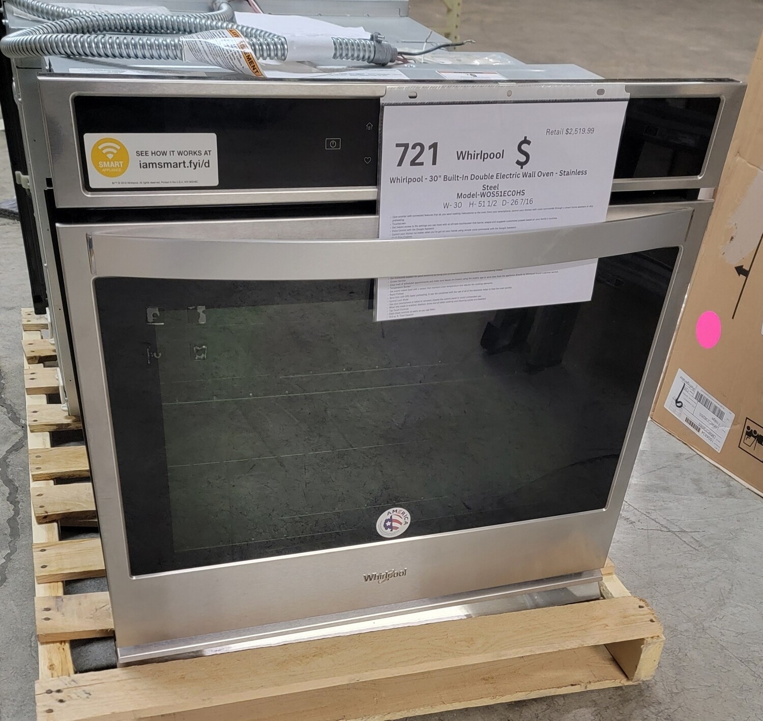 721 Whirlpool - 30&quot; Built-In Single Electric Wall Oven - Stainless Steel WOS51EC0HS