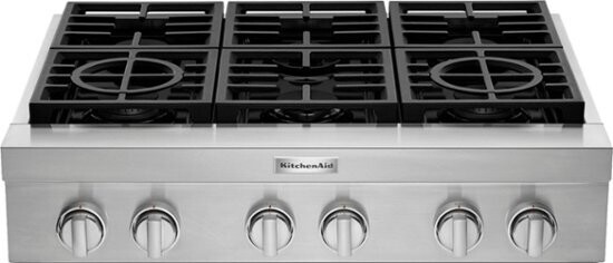 697 KitchenAid - Commercial-Style 36&quot; Built-In Gas Cooktop - Stainless Steel KCGC506JSS