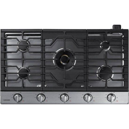 791 Samsung - 36&quot; Built-In Gas Cooktop with WiFi and Dual Power Brass Burner - Stainless Steel NA36N7755TS SS