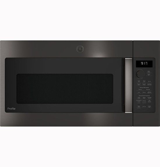 800 GE Profile - Profile Series 1.7 Cu. Ft. Convection Over-the-Range Microwave with Sensor Cooking and Chef Connect - Black Stainless Steel