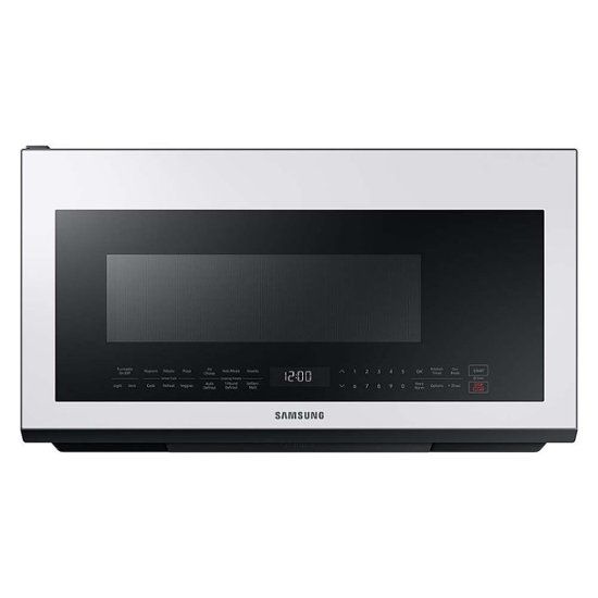 808 Samsung - BESPOKE 2.1 cu. ft. Over-the-Range Microwave with Sensor Cooking - White Glass