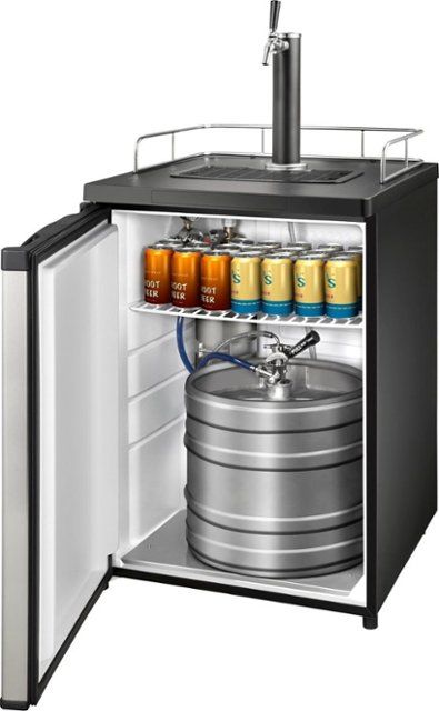 875 Insignia™ - 5.6 Cu. Ft. 1-Tap Beverage Cooler Kegerator - Stainless Steel NS-BK1TSS6