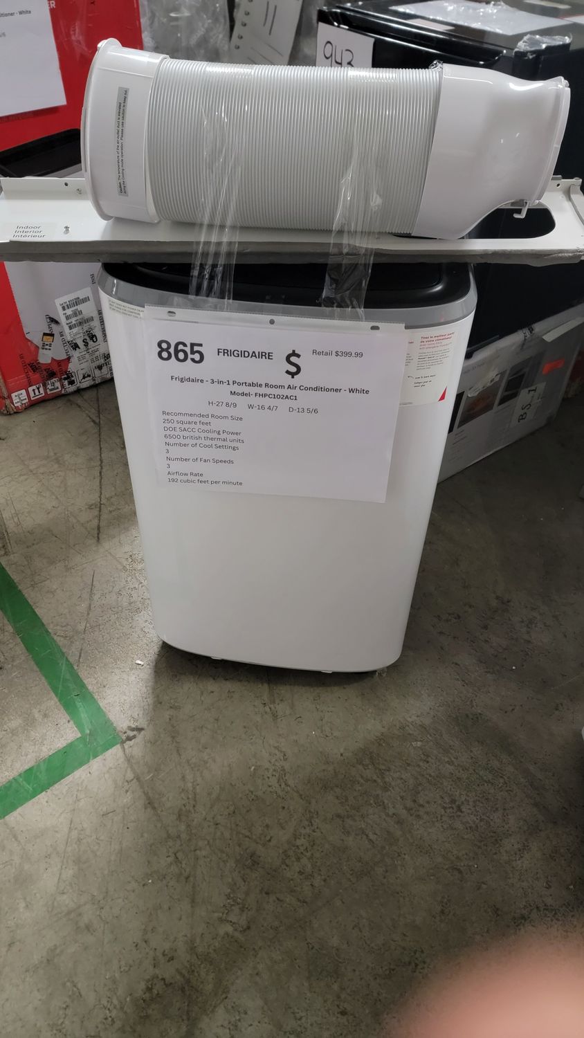865 Frigidaire - 3-in-1 Portable Room Air Conditioner - White FHPC102AC1