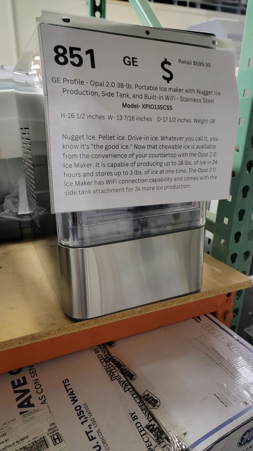 851 GE PROFILE OPAL NUGGET ICE MAKER XPI013SCSS