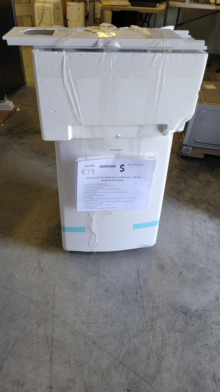 879 Insignia™ - 300 Sq. Ft. Portable Air Conditioner - White  NS-AC07PWH1