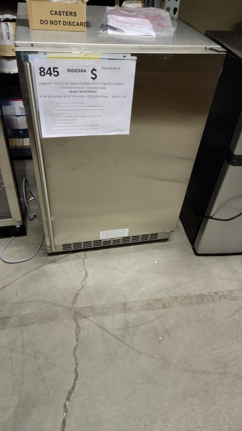 845 Insignia™ - 5.4 Cu. Ft. Indoor/Outdoor Mini Fridge with ENERGY STAR Certification - Stainless Steel