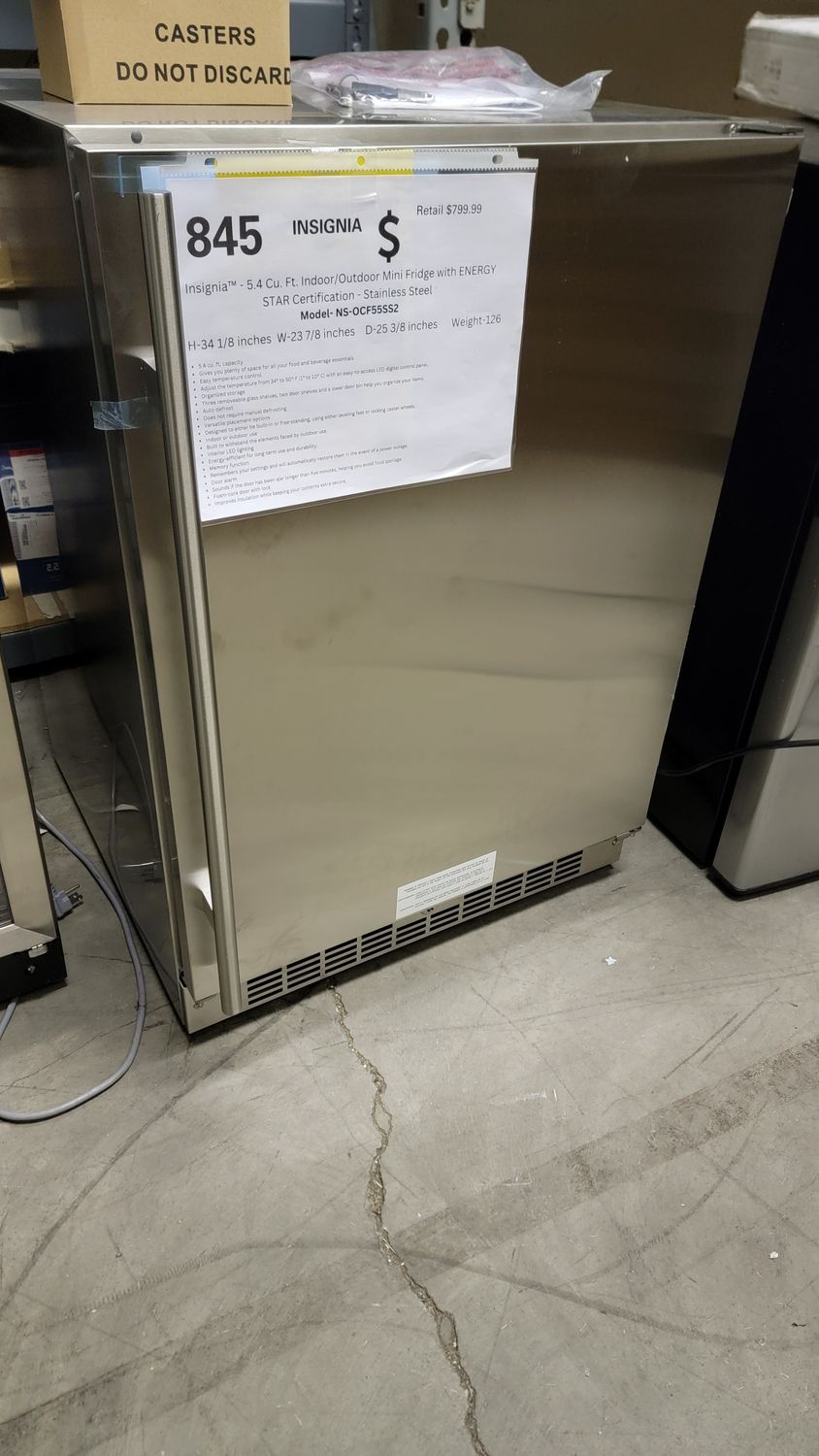 845 Insignia™ - 5.4 Cu. Ft. Indoor/Outdoor Mini Fridge with ENERGY STAR Certification - Stainless Steel
