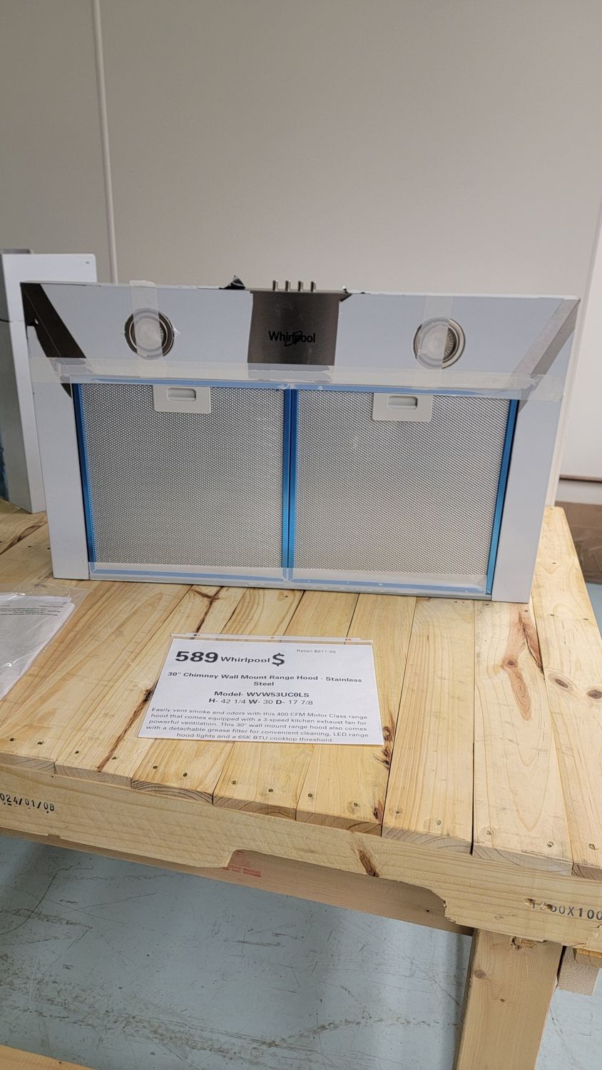 589 Whirlpool - 30&quot; Chimney Wall Mount Range Hood - Stainless Steel  WVW53UC0IS