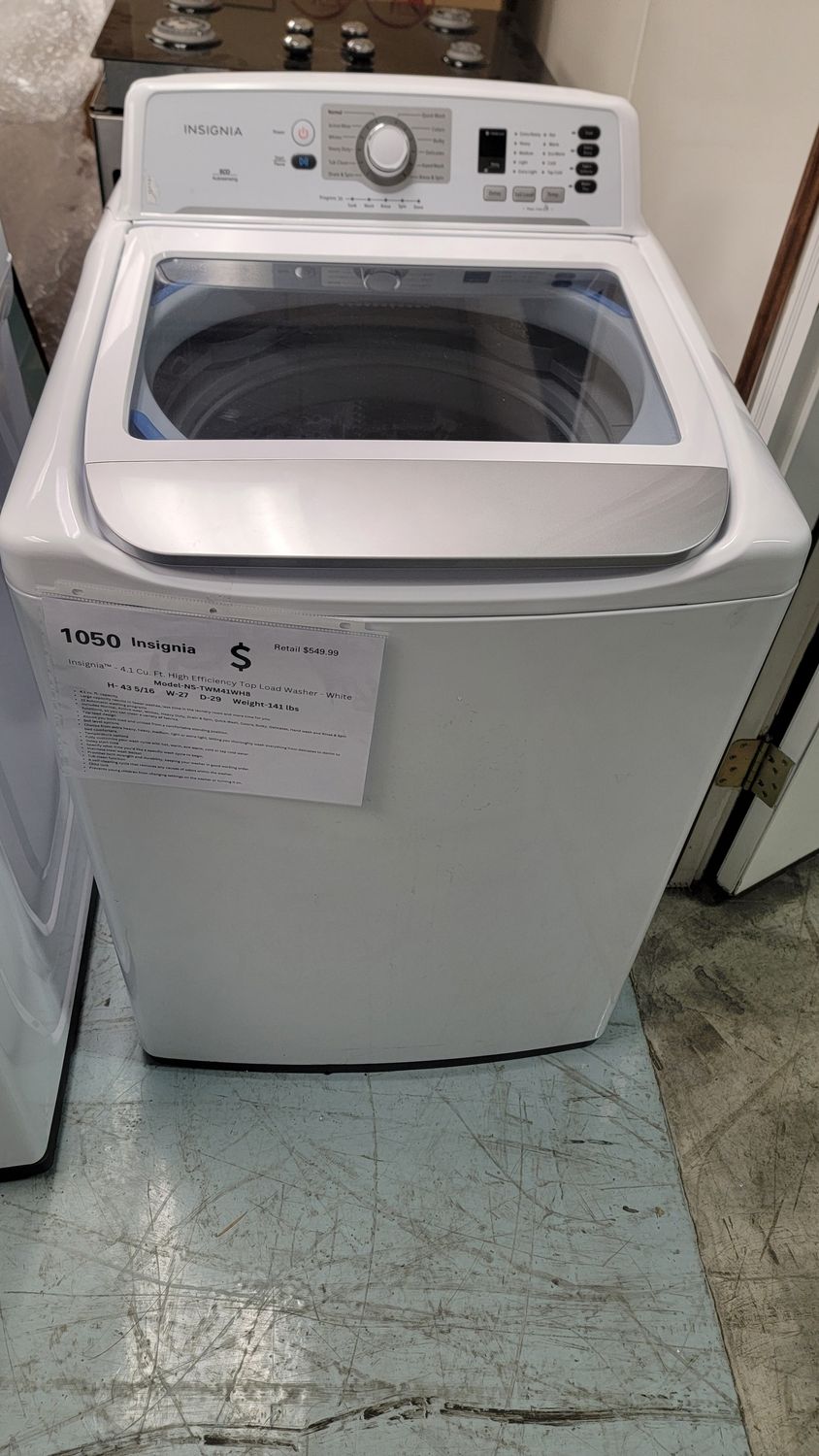 1050 Insignia™ NS-TWM41WH8- 4.1 Cu. Ft. High Efficiency Top Load Washer - White