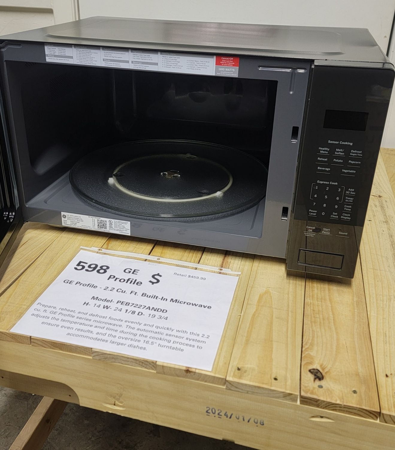 598 GE 2.2 CU. FT. BUILT IN MICROWAVE PEB7227ANDD