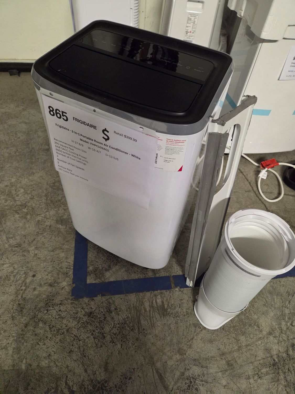 865 Frigidaire - 3-in-1 Portable Room Air Conditioner - White FHPC102AC1