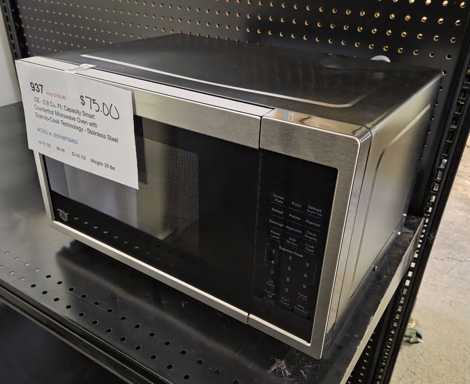 937 GE - 0.9 Cu. Ft. Capacity Smart Countertop Microwave Oven with Scan-to-Cook Technology - Stainless Steel JES1097SMSS