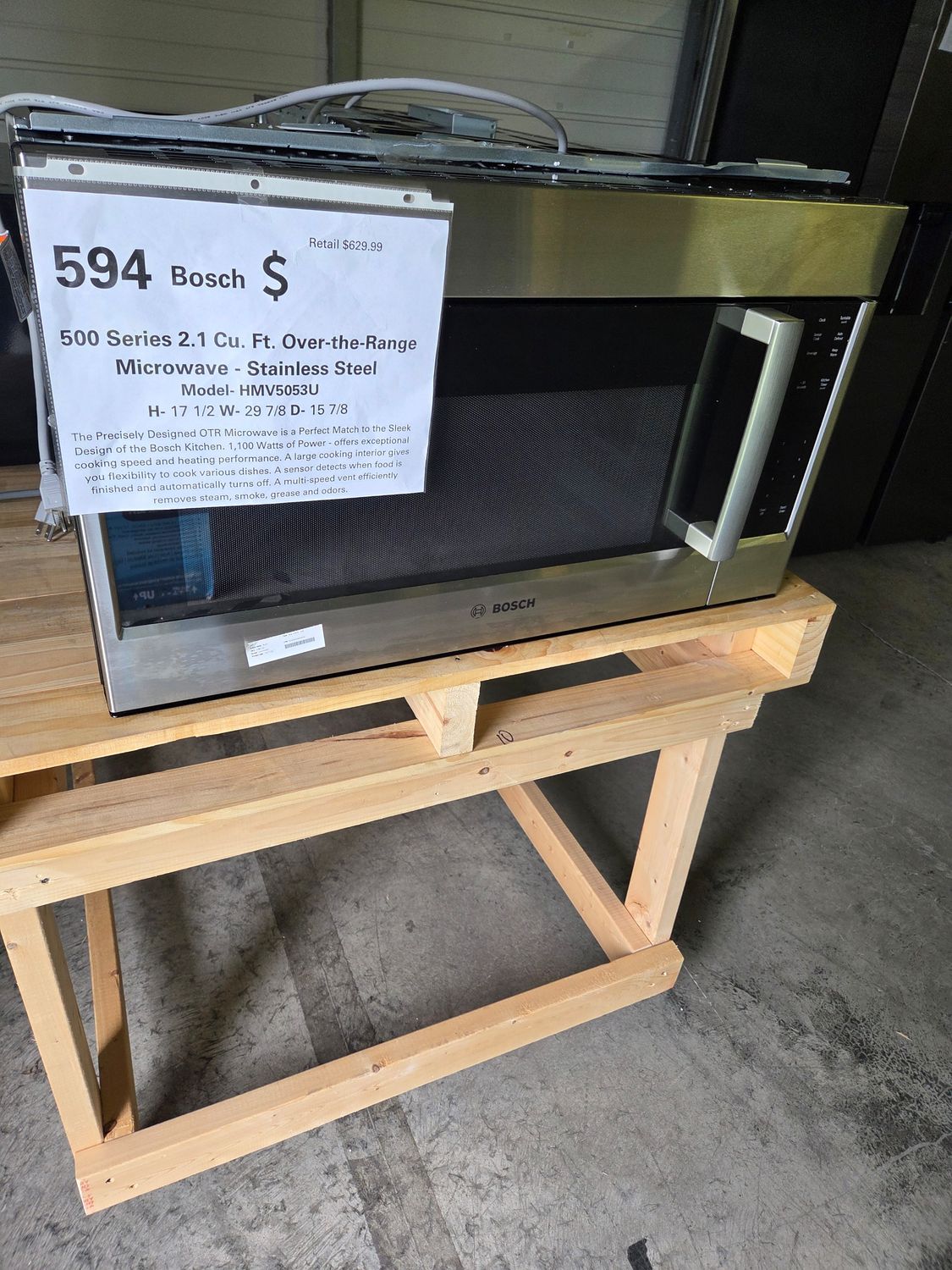 594 Bosch 500 SERIES OTR MICROWAVE SS HMV5053U
