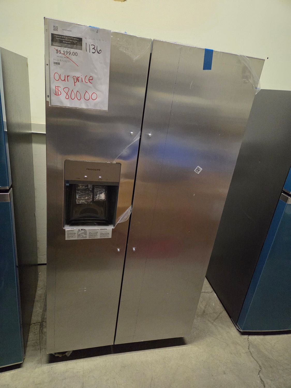 1136 FRSC2333AS Frigidaire® 36 in. 22.2 Cu. Ft. Stainless Steel Counter Depth Side-by-Side Refrigerator