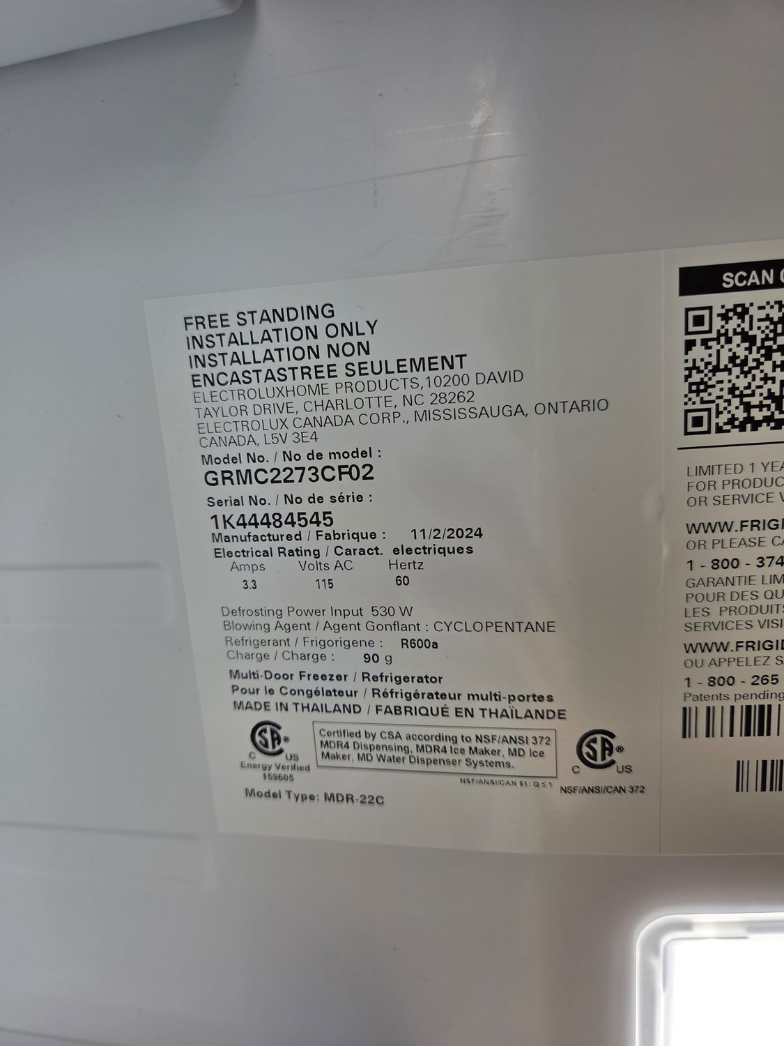 1162 GRMC2273CF Frigidaire Gallery® 36 in. 21.5 Cu. Ft. Smudge-Proof® Stainless Steel Counter Depth French Door Refrigerator
