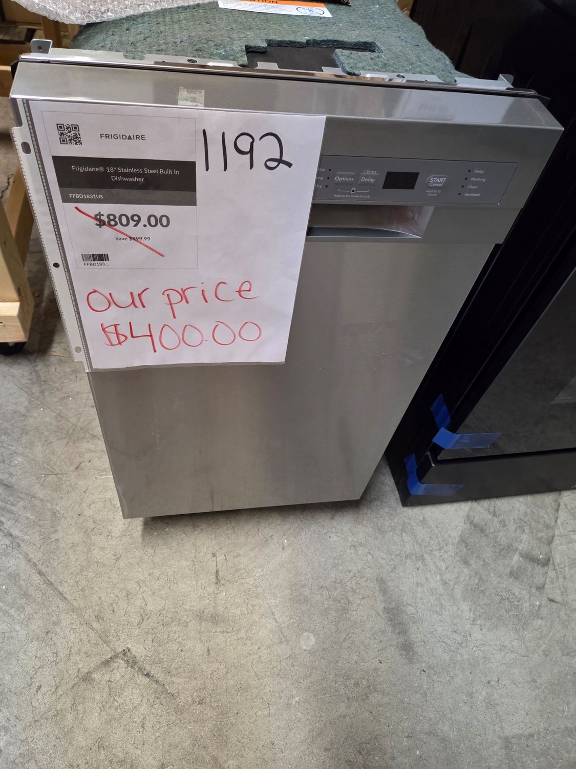 1192 FFBD1831US Frigidaire® 18&quot; Stainless Steel Built In Dishwasher