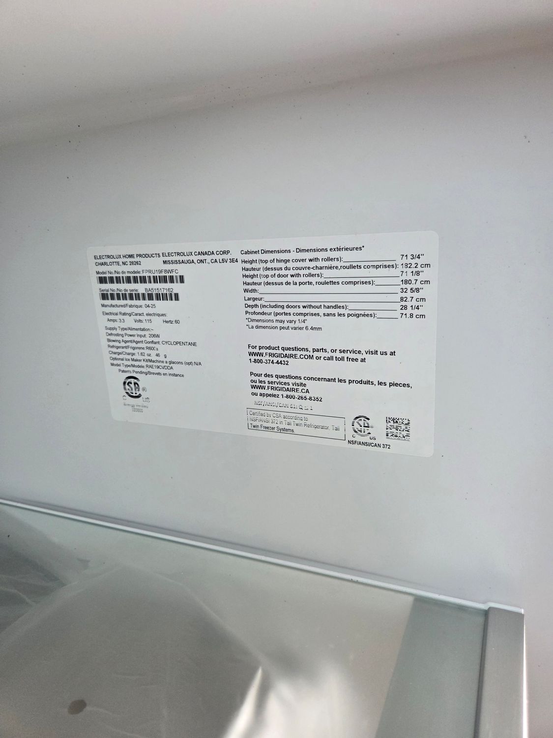 1208 FPRU19F8WF Frigidaire Professional 33 Inch Refrigerator Column with 18.6 Cu. Ft. Capacity, Internal Water Dispenser, SpaceWise Organization, CrispSeal Crispers, EvenTemp Cooling, Door Alarm, Temp